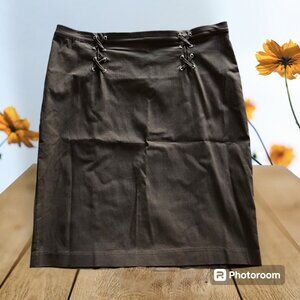 Women's 89th + Madison Skirt Size XL Brown Pull On Criss Cross Faux Tie Design